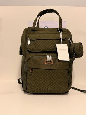 NWT Babbleroo Olive Green (Army) Quilted Backpack
